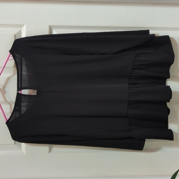 Apt. 9 Women's Black 3/4 Sleeve Roll-Tab Peplum Blouse Size XL - Picture 8 of 10